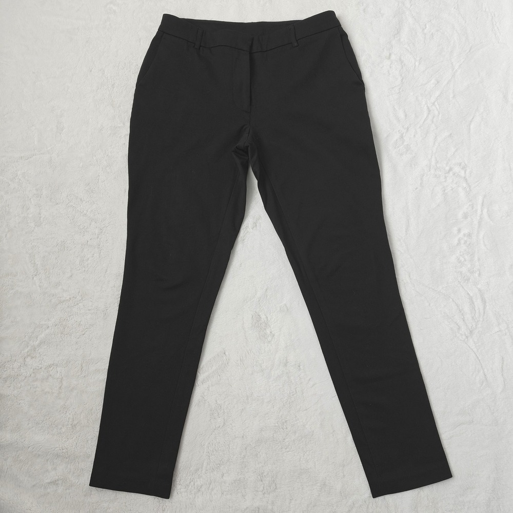 DKNY Womens Black Dress Pant Mid Rise Tapered Leg Stretch Pockets‎ Zipper Size 6
